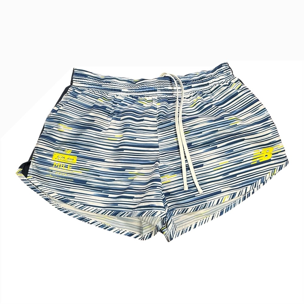 New Balance 5th Ave Mile 2022 Running Shorts Blue White Streak Womens Medium